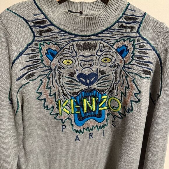 KENZO Tiger Sweater Gray Graphic- Size Small - Picture 4 of 7